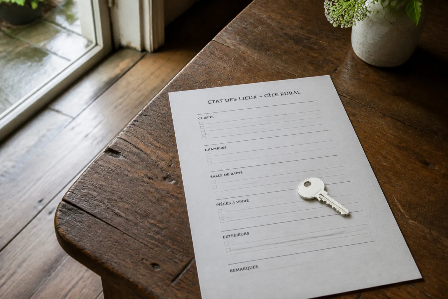 État des lieux de gîte : le modèle simplifié en une page