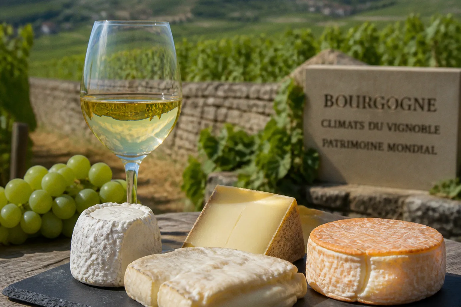 Plateau de fromages bourguignons : plan d'accords vins locaux