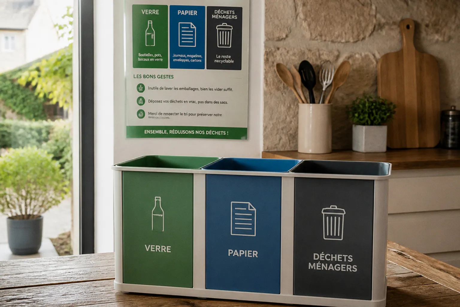 Tri sélectif au gîte : l'affiche mémo prête à poser